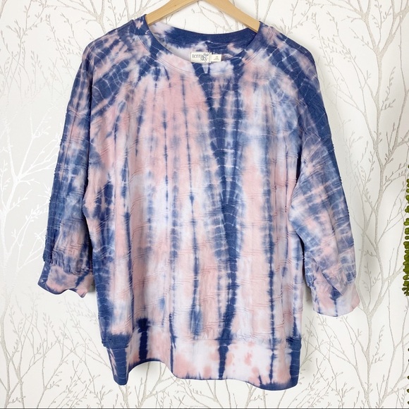 TERRA & SKY Tie Dye Textured Balloon Sleeve 14W - Picture 15 of 15